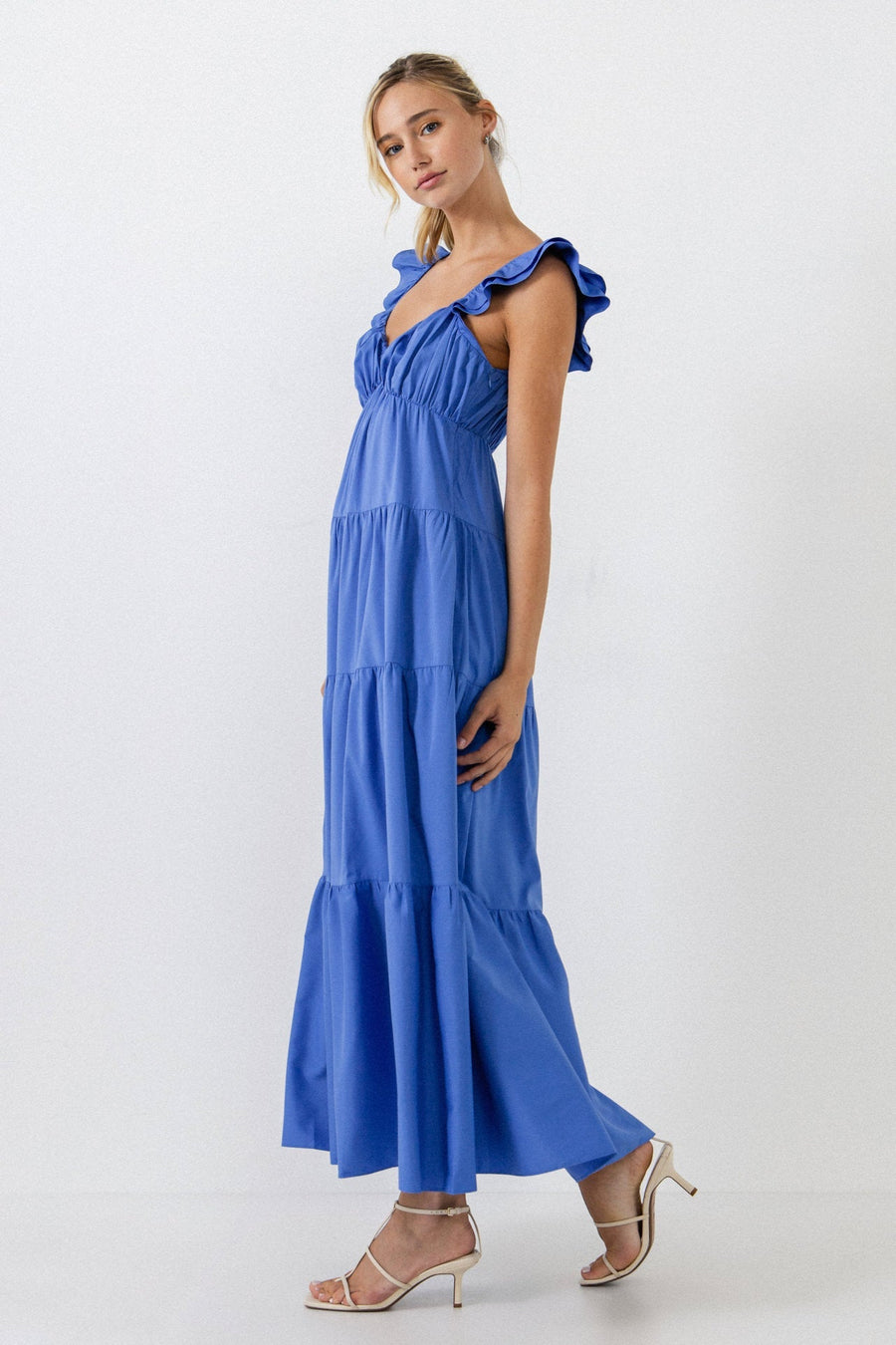 FREE THE ROSES - Ruffle Sleeve Maxi Dress - DRESSES available at Objectrare