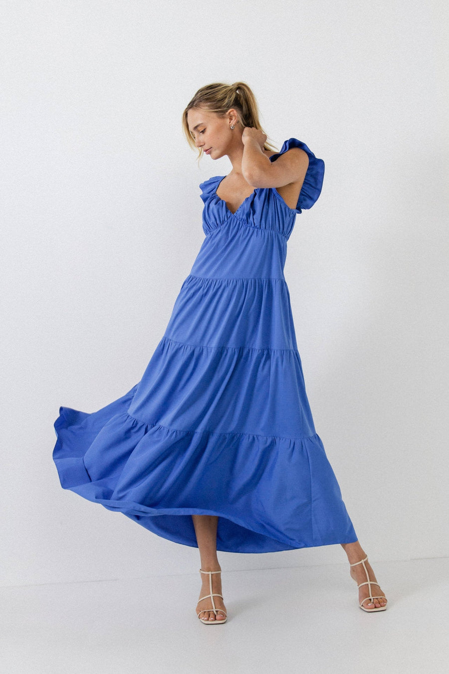 FREE THE ROSES - Ruffle Sleeve Maxi Dress - DRESSES available at Objectrare