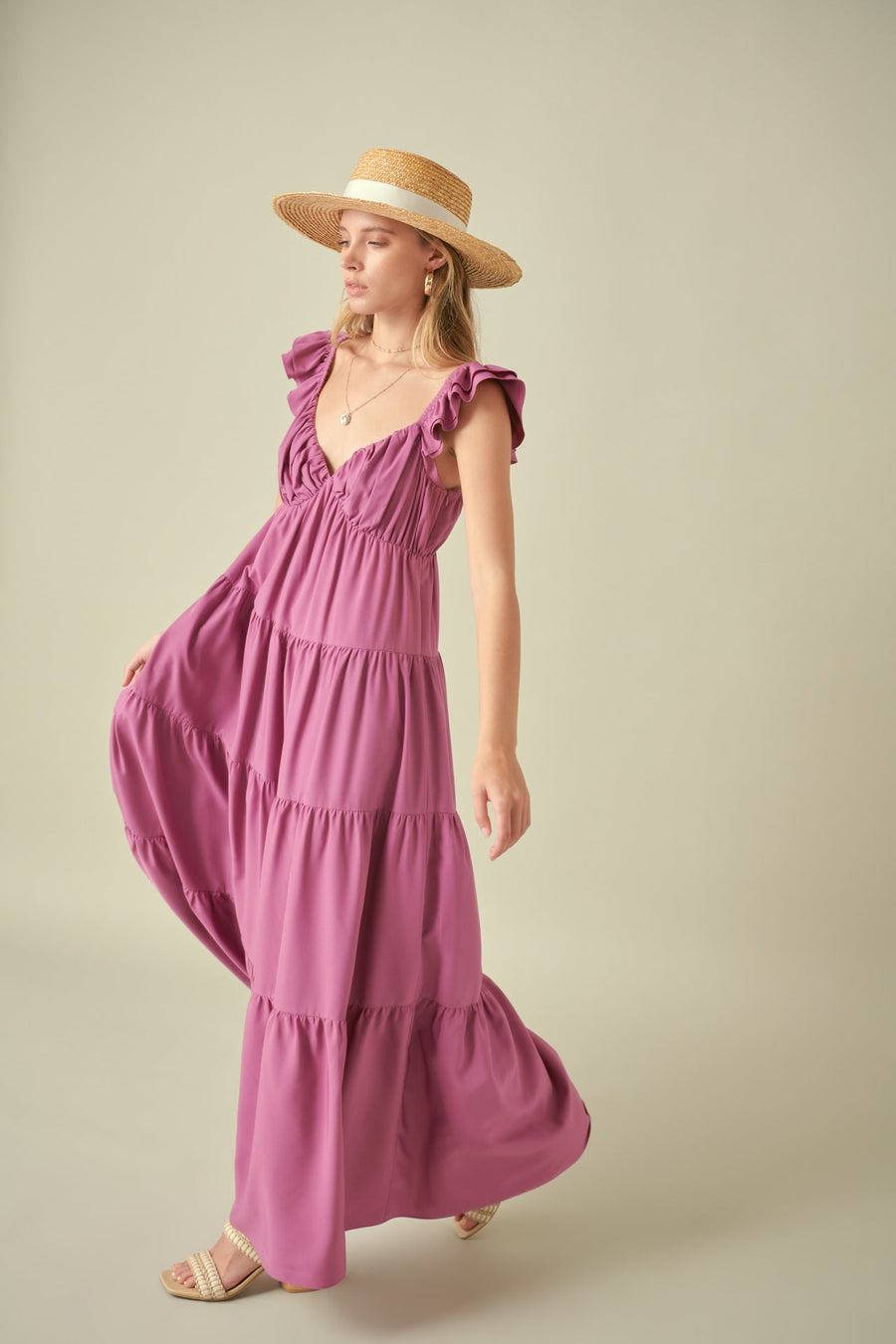 FREE THE ROSES - Ruffle Sleeve Maxi Dress - DRESSES available at Objectrare