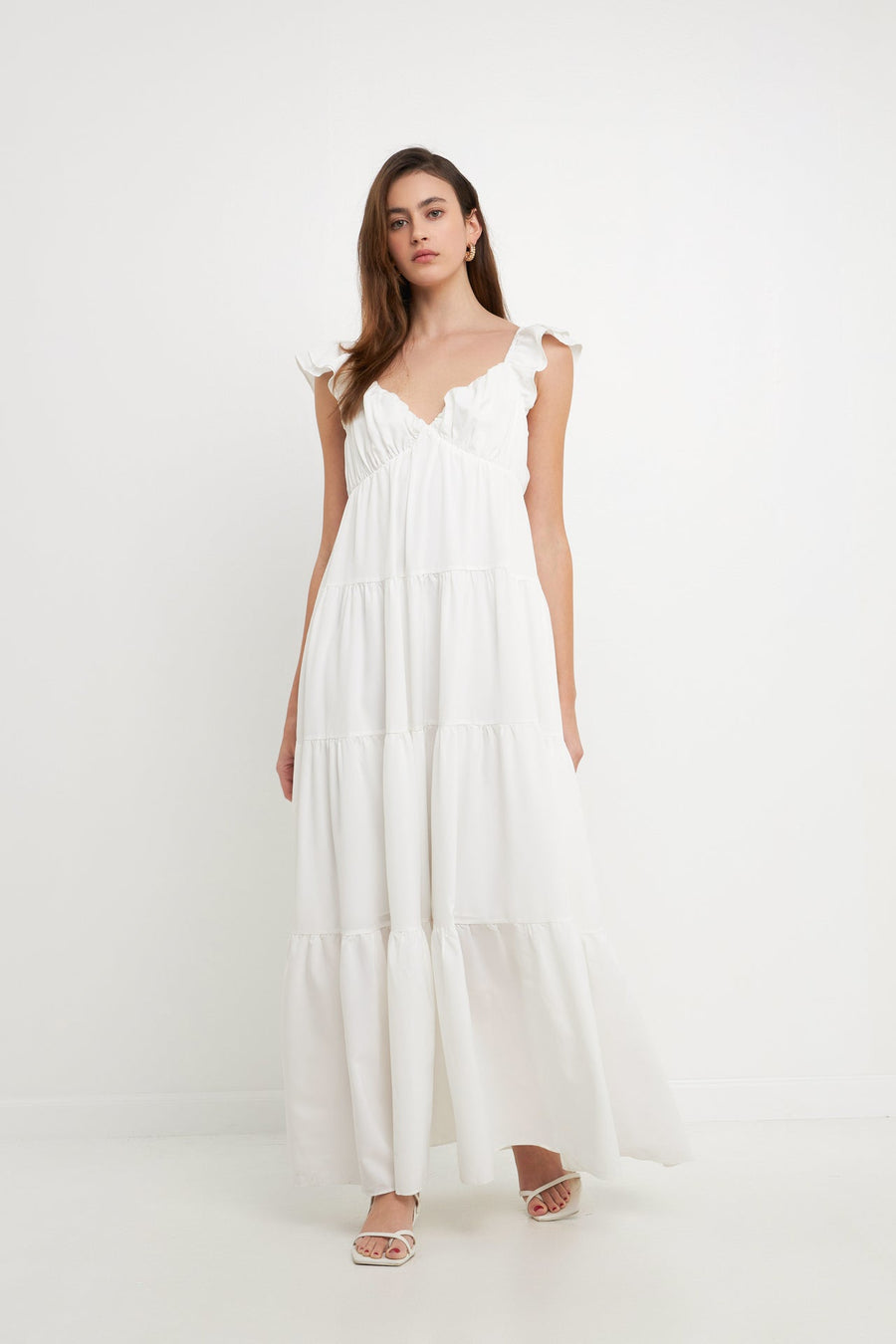 FREE THE ROSES - Ruffle Sleeve Maxi Dress - DRESSES available at Objectrare