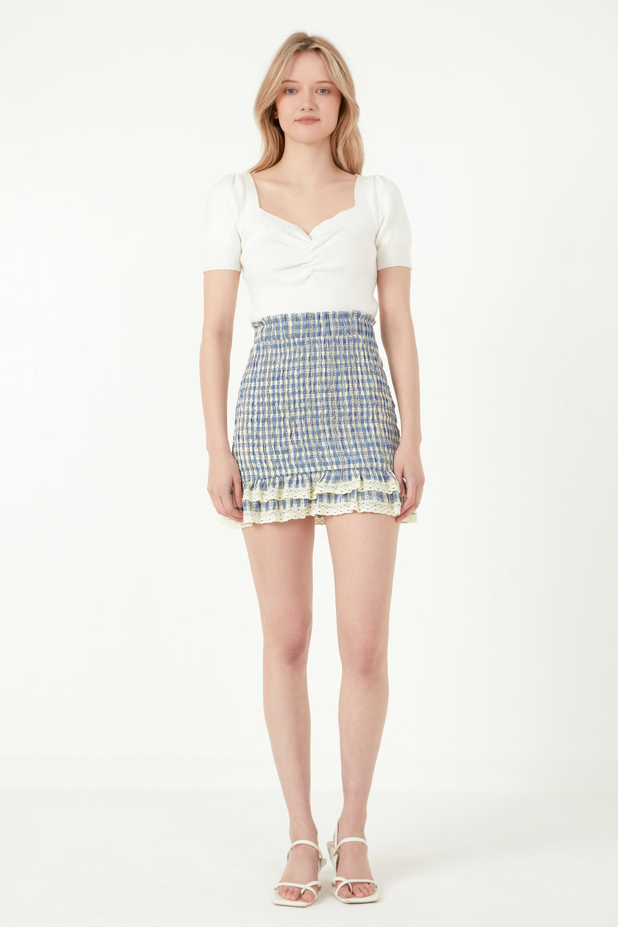 Gingham Smocked Skirt