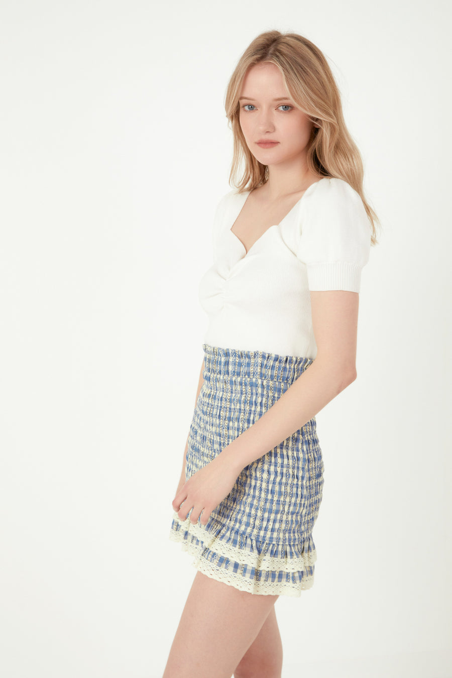 Gingham Smocked Skirt