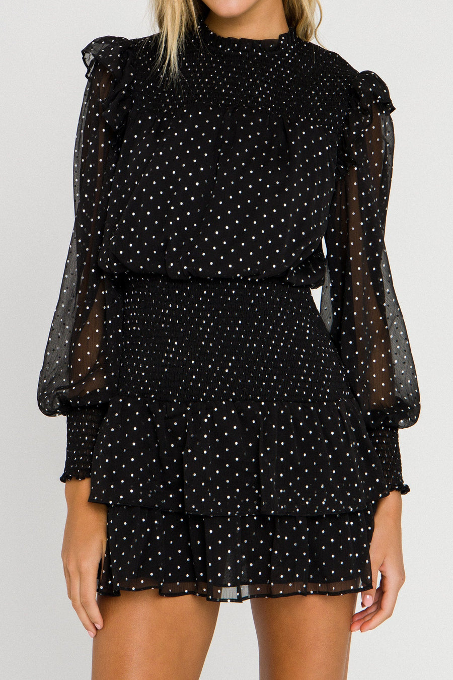 FREE THE ROSES - Polka Dot Chiffon Smocked Dress - DRESSES available at Objectrare