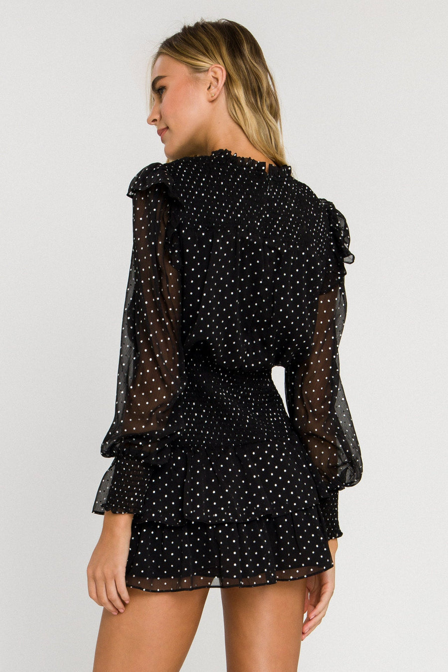 FREE THE ROSES - Polka Dot Chiffon Smocked Dress - DRESSES available at Objectrare