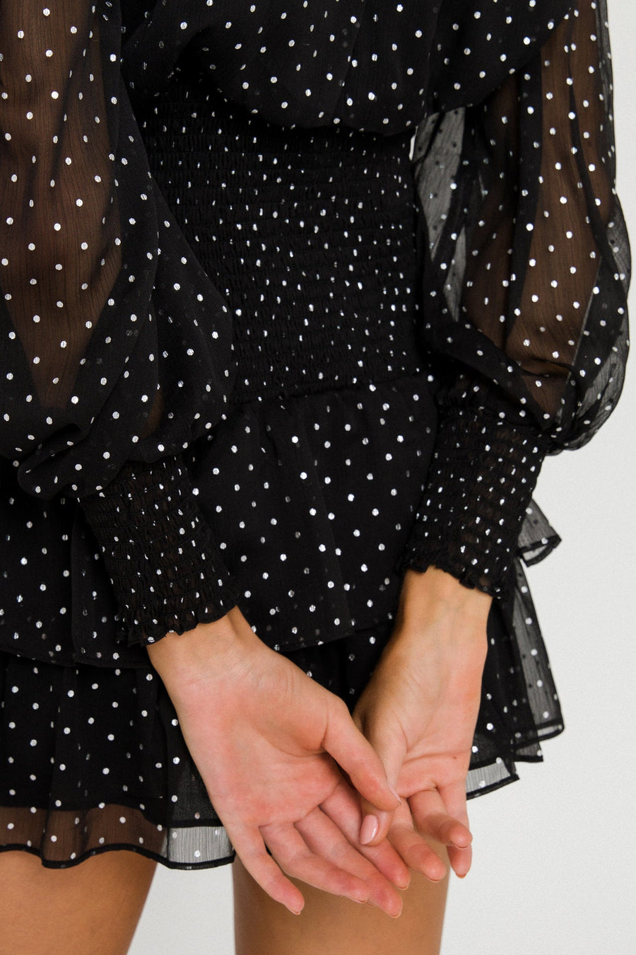 FREE THE ROSES - Polka Dot Chiffon Smocked Dress - DRESSES available at Objectrare