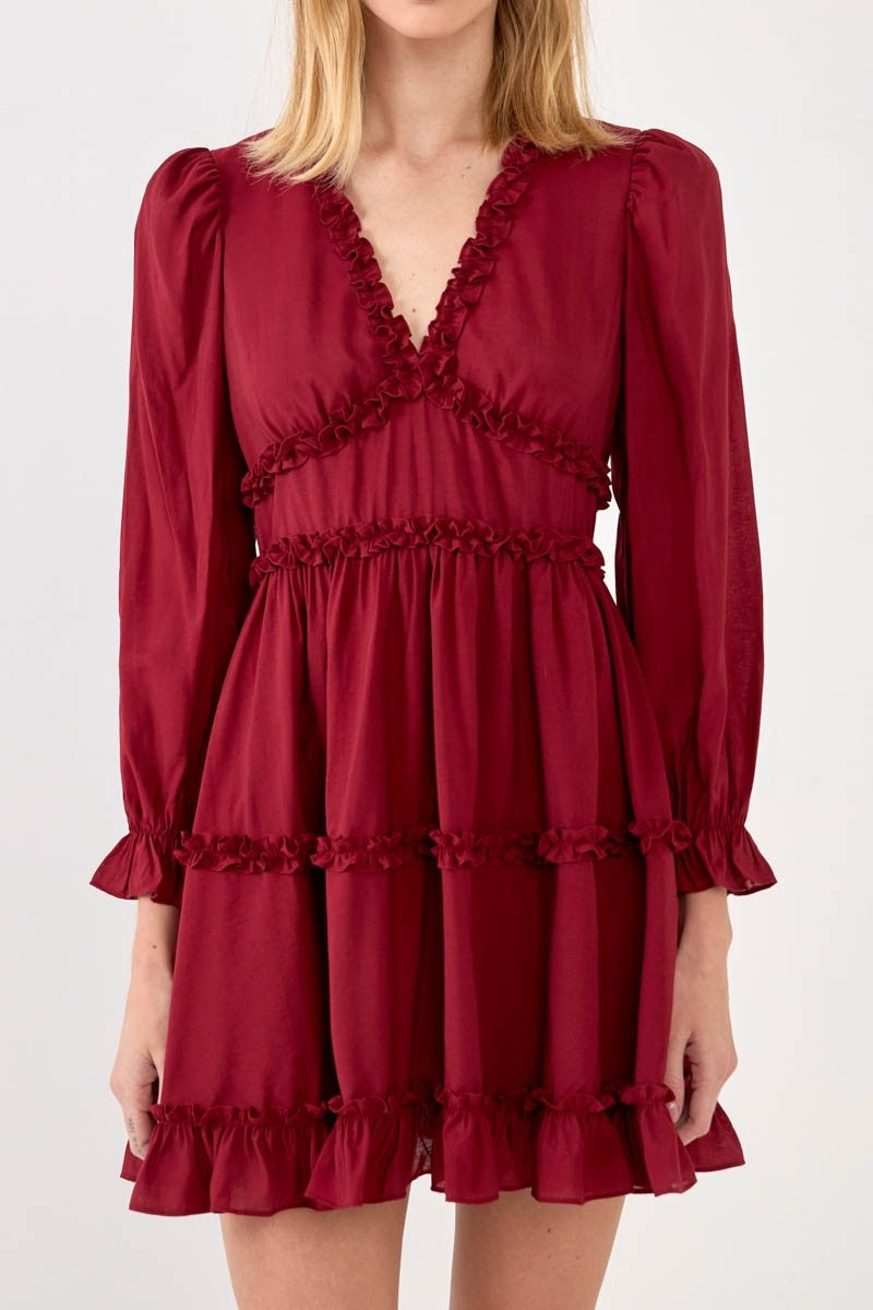 FREE THE ROSES - Ruffle Detail Mini Dress - DRESSES available at Objectrare