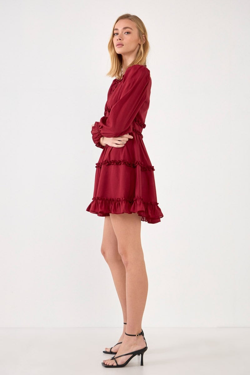 FREE THE ROSES - Ruffle Detail Mini Dress - DRESSES available at Objectrare