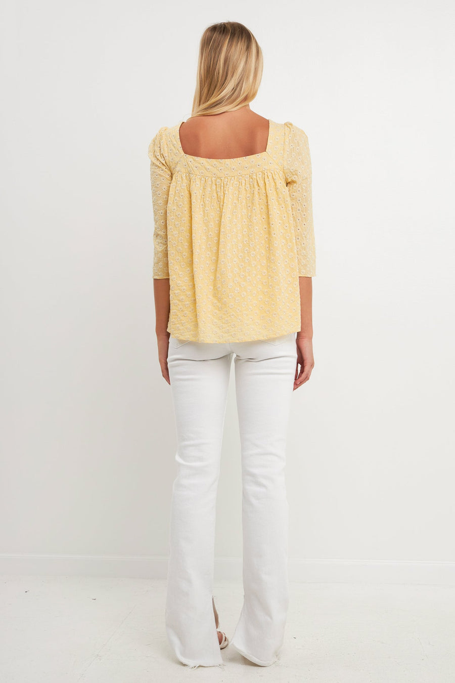 Embroidered Cotton Square Neck Top