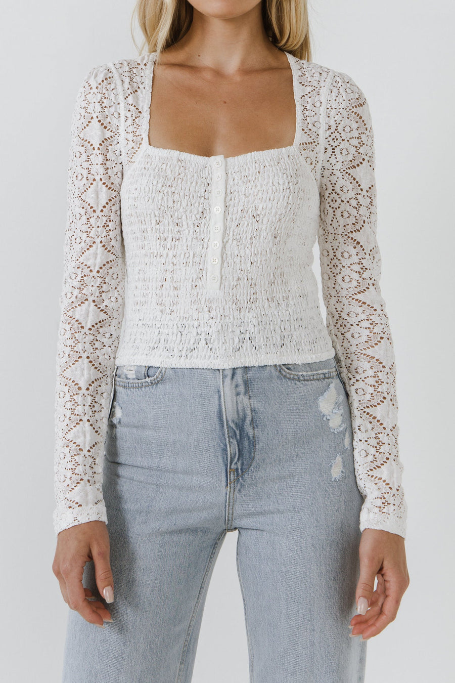FREE THE ROSES - Lace Long Sleeve Top - TOPS available at Objectrare