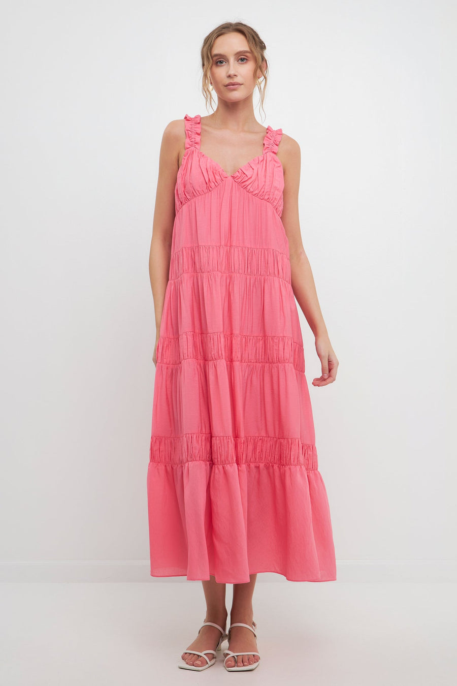 free the roses pink dress Free The Roses Sheer Dress Ruffled Rose Pink Buttercup Yellow Size LARGE NWT