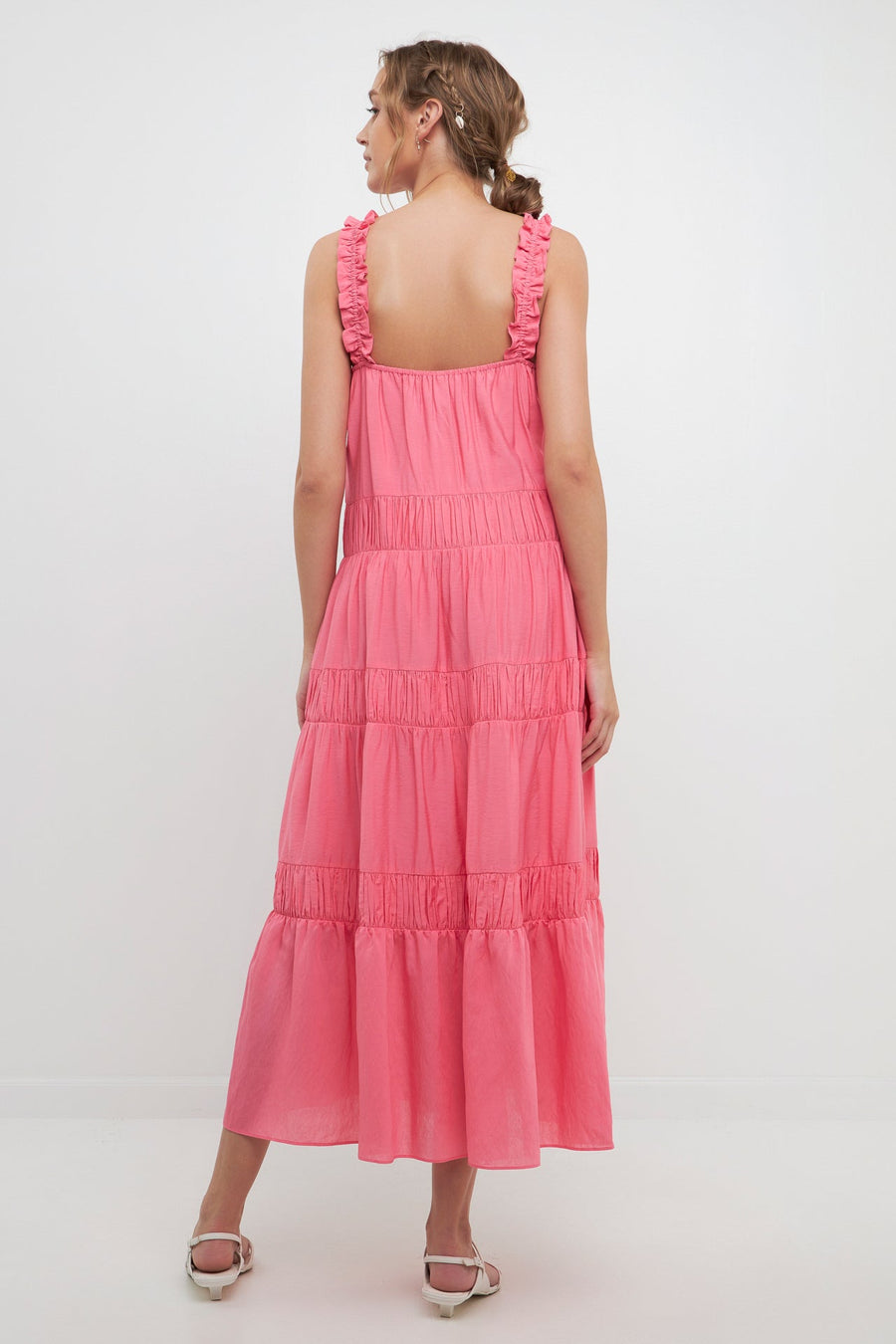 FREE THE ROSES-Ruched Layered Sweetheart Maxi Dress-DRESSES available at Objectrare