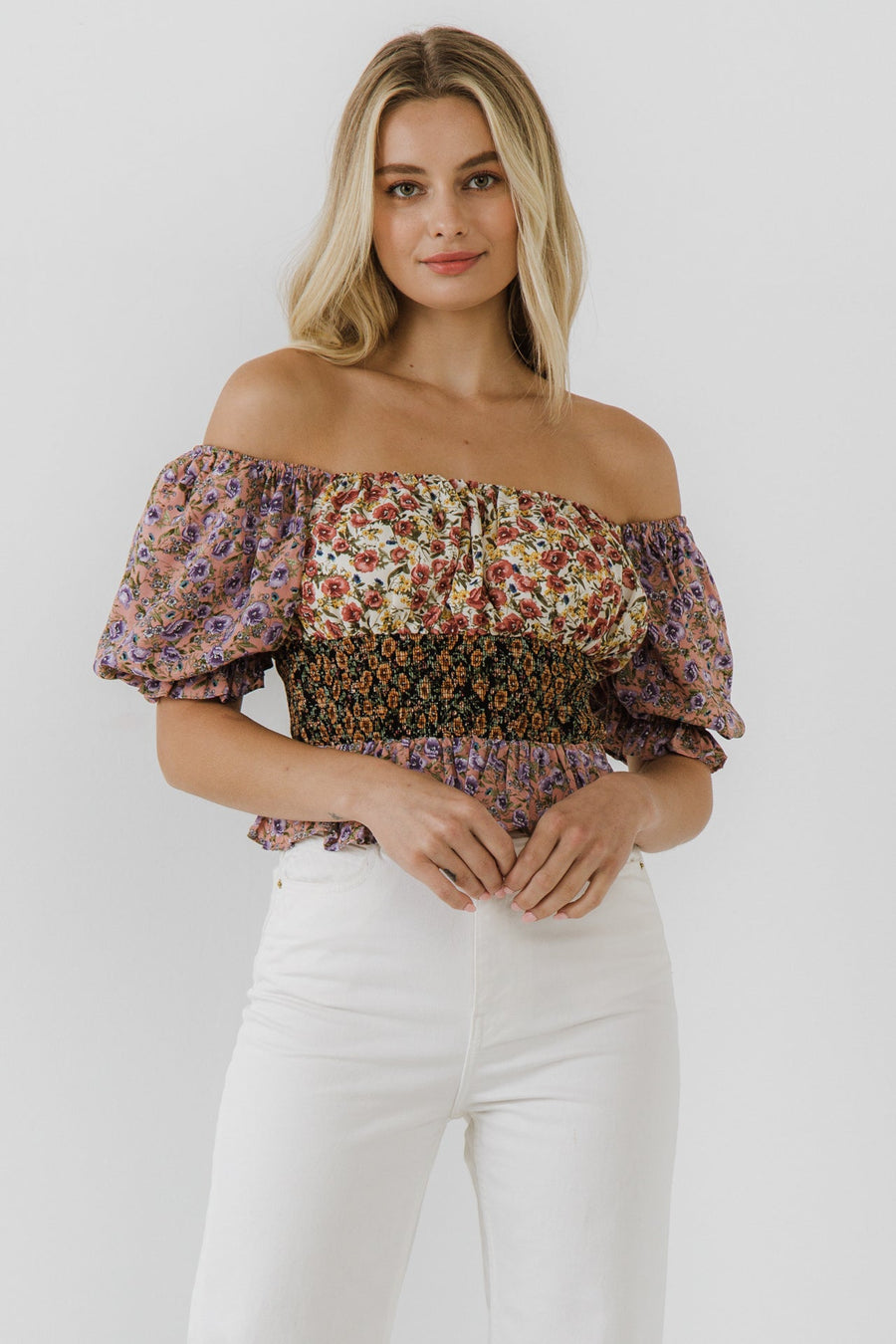 FREE THE ROSES-Floral Multi Color Top-TOPS available at Objectrare