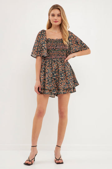FREE THE ROSES-Smocked Detail Romper-ROMPERS available at Objectrare