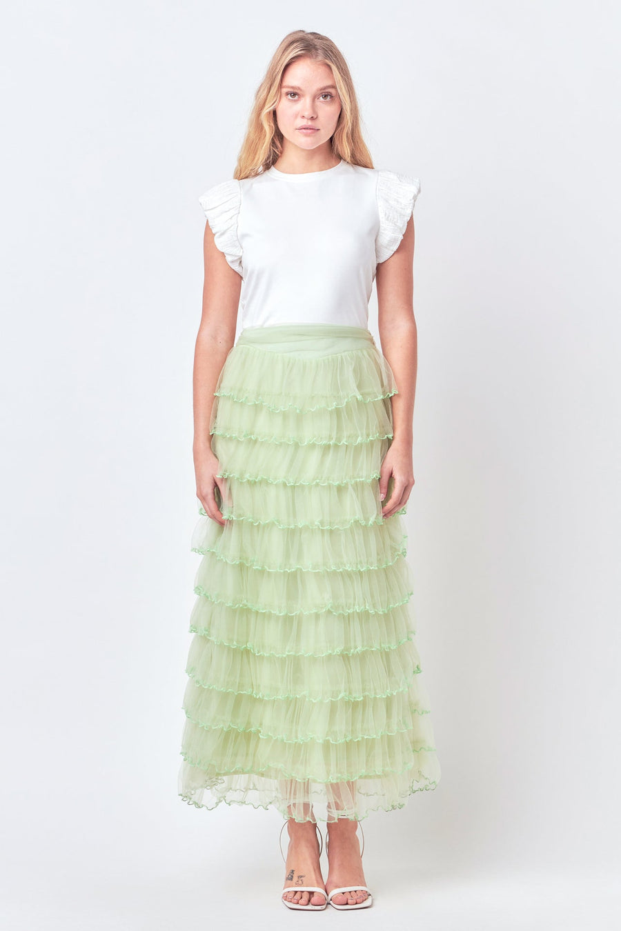 FREE THE ROSES-Layered Tulle Midi Skirt-SKIRTS available at Objectrare