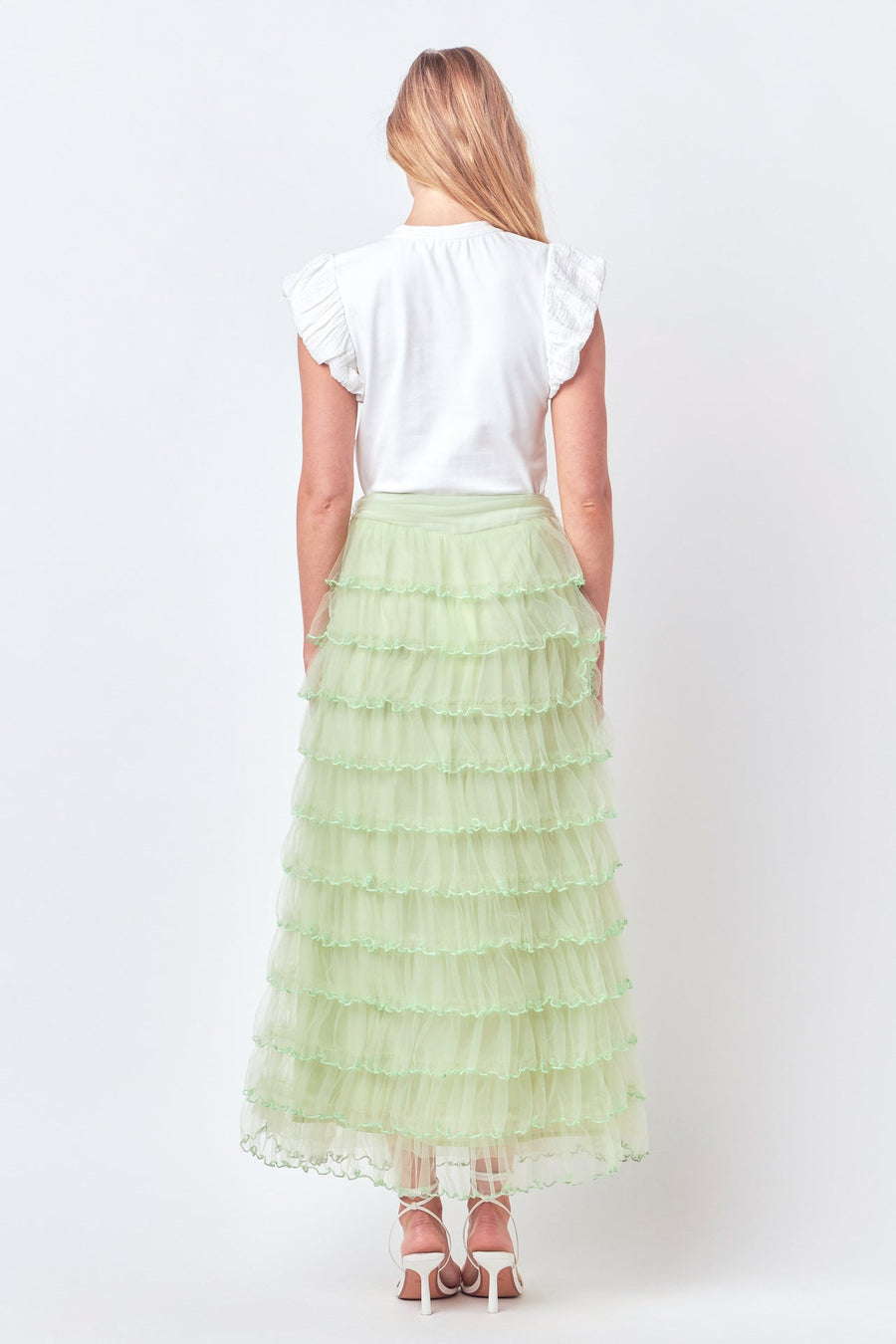 FREE THE ROSES-Layered Tulle Midi Skirt-SKIRTS available at Objectrare