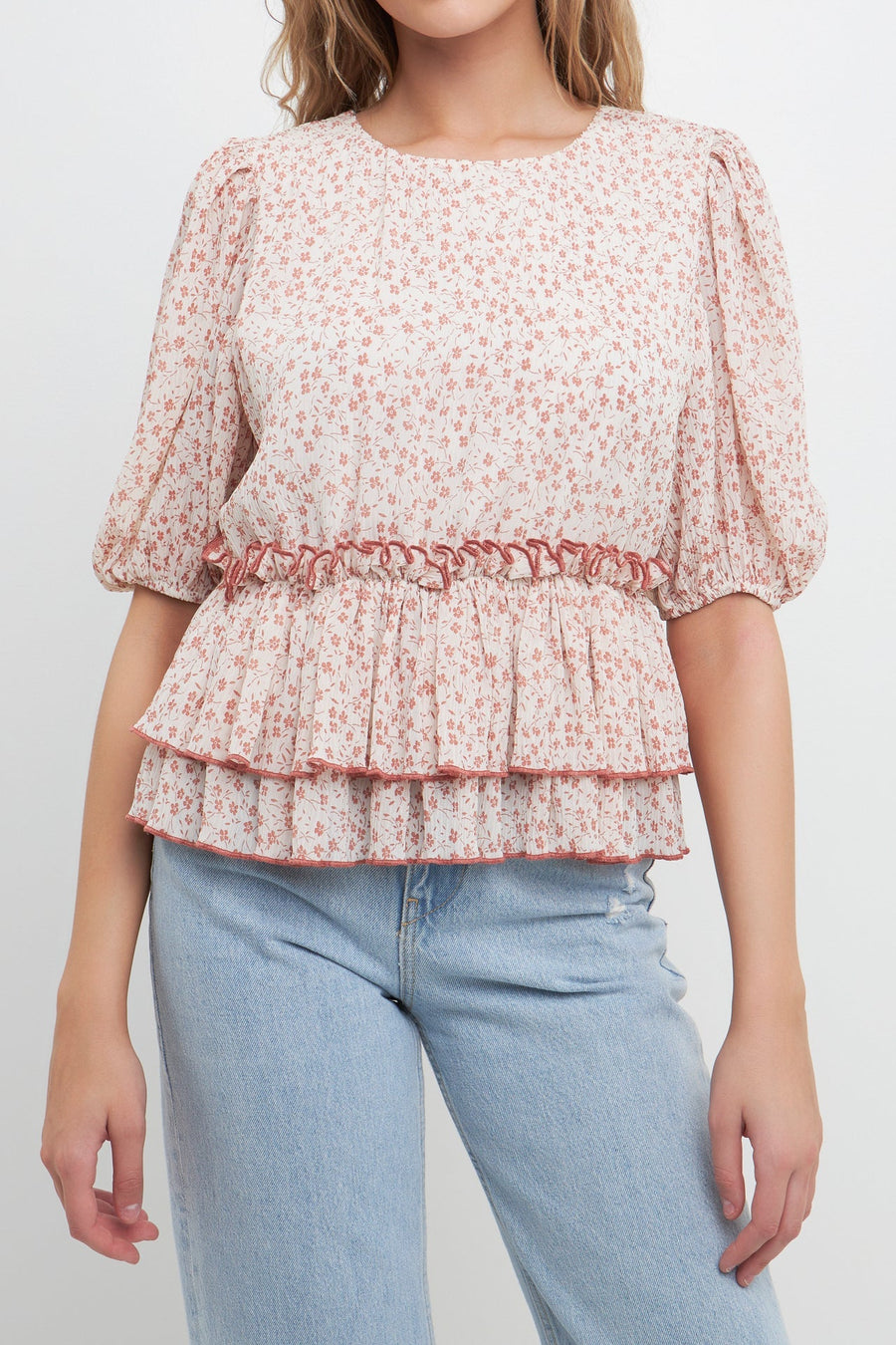 FREE THE ROSES-Pleated Floral Top-TOPS available at Objectrare