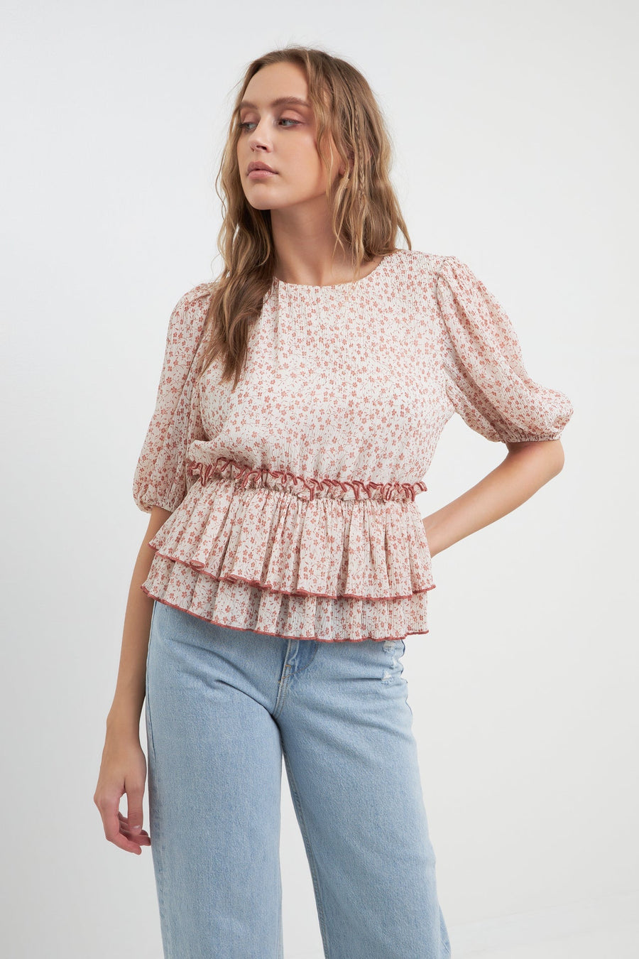 FREE THE ROSES-Pleated Floral Top-TOPS available at Objectrare